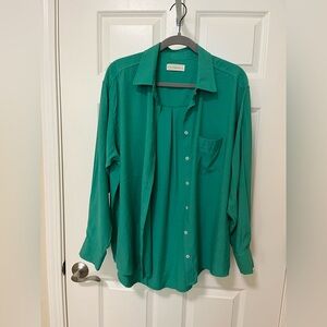 Oversized green button down shirt